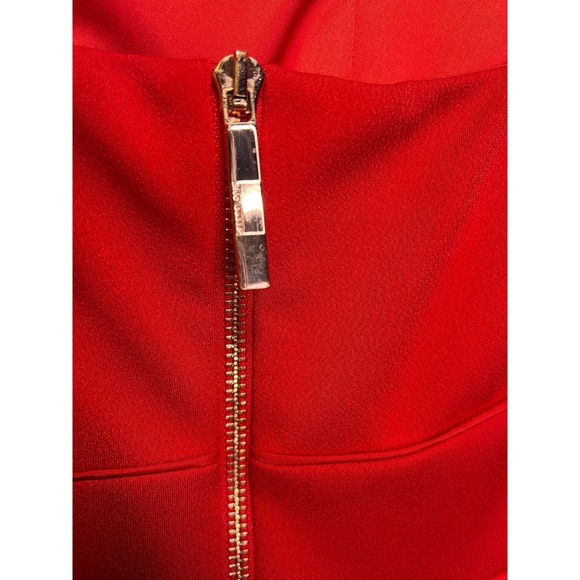 Ted Baker Trixxie Red‎ V Neck Sheath Dress Gold Zipper Buckle Straps Size 12 - Picture 5 of 7